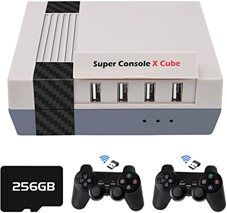 50,000  Games,Classic Mini Game Console,Super Console X Cube,Compatible with PSP/PS1/NES/DC/N64,Game Consoles Support 4K HD Output,4 USB Port,Up to 5 Players,LAN/WiFi,2 Gamepads,Best Gifts(256GB)