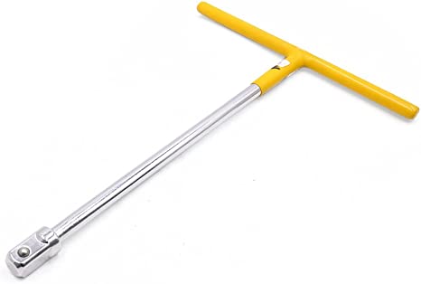 uxcell Yellow Silver Tone 1/2" Square Drive T Handle Wrench Spanner Repairing Tool for Car