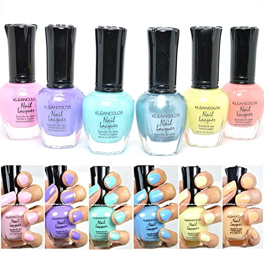 6 New Kleancolor PASTEL SUMMER COLLECTION LOT Nail Polish Lacquer Colors   FREE EARRING