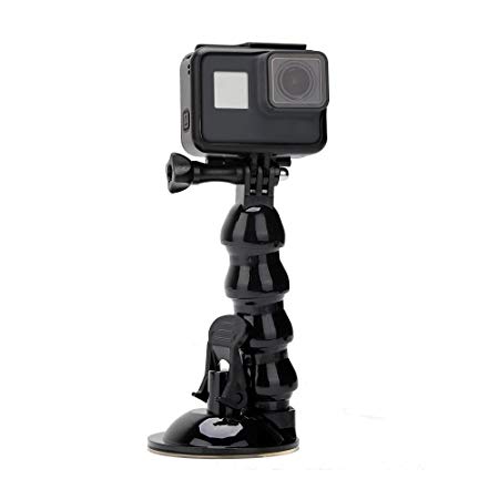 TELESIN Jaws Flex Suction Cup Car Mount Holder with Flexible Gooseneck Extension for GoPro Hero/Fusion/Session, Polaroid, Xiaomiyi, SJCAM,Osmo Action and Smart Phone