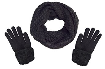 Peach Couture Classic Cable Knit Plush Fleece Lined Double Layer Winter Gloves