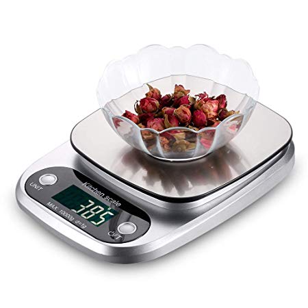 TENDOMI Digital Kitchen Scale/Lab Scale Multi-Function Accurate Food Scale for Baking Cooking with LCD Display, 22 lbs/10 kg Capacity, Stainless Steel, Easy to Clean (Batteries Included)