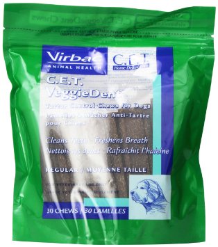 Virbac C.E.T. VeggieDent Dental Chews, 30 Count