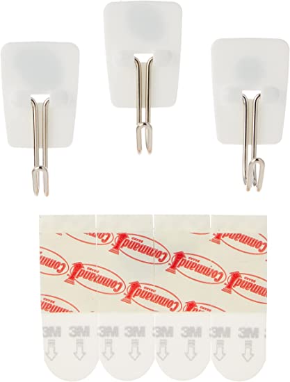 Command 17067ES Kitchen Utensil Hooks with Command Adhesive Strips - Small, White