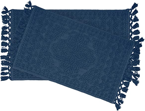 French Connection Bath Rugs, 17 in. x 24 in./20 in. x 34 in, Navy