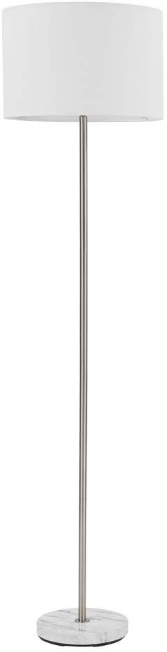 Globe Electric 67036 Versailles 60" Floor Lamp, Brushed Nickel, Faux Marble Accent, White Linen Shade, On/Off Socket Rotary Switch