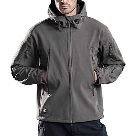 FREE SOLDIER Men's Outdoor Waterproof Soft Shell Hooded Military Tactical Jacket