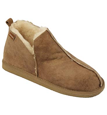 Men's Boot Style Sheepskin Slipper With Antique Leather Finish