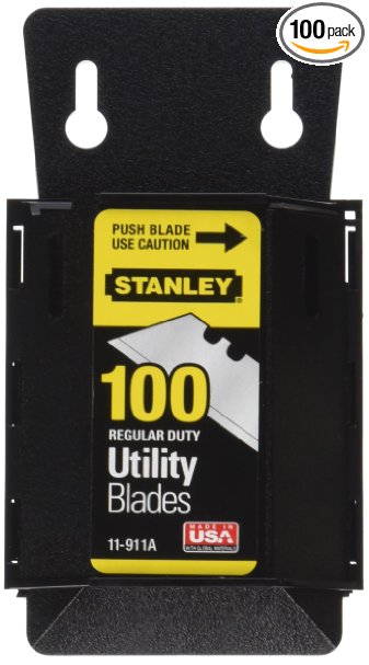 Stanley 11-911A Regular Duty Utility Blades with Dispenser, Pack of 100(Pack of 100)