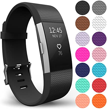 Yousave Accessories Compatible Strap for FitBit Charge 2, Silicone Sport Wristband - Available in 18 Colours