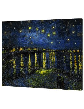 DecorArts - Starry Night Over The Rhone, by Vincent Van Gogh. The Classic Arts Reproduction. Art Giclee Print On Canvas, Stretched Canvas Gallery Wrapped 30x24"