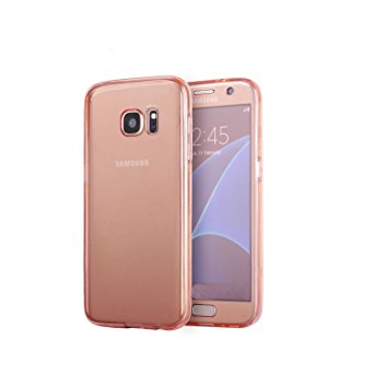 Anrui 360 Degree Full Protective Case for Samsung Galaxy S7 Edge Two Sides Soft TPU Transparent Silicon Cover Sleeve - Rose Gold