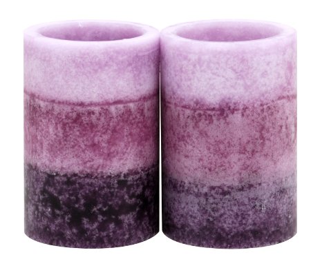 Kiera Grace 2 by 3-Inch Tri-Layer LED Pillar Candles, Mini, Lavender Cashmere Fragrance, Set of 2