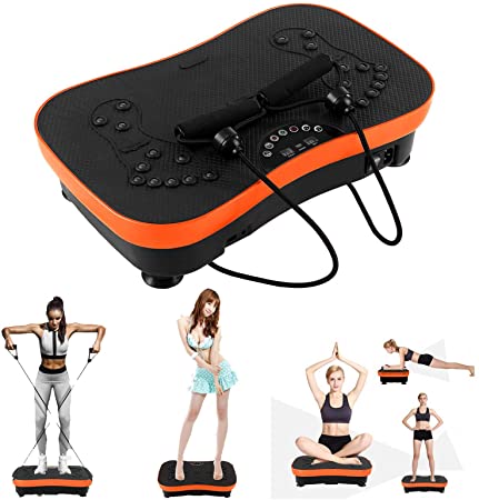 Vibration Platform Exercise Machines, Whole Body Vibration Plate with Bluetooth Speakers and LCD Display, Home Training Equipment for Weight Loss & Toning, Max User Weight 441 lbs (Orange)