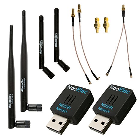 NooElec Dual-Band NESDR Nano 2  ADS-B (978MHz UAT & 1090MHz 1090ES) Bundle For Stratux, Avare, Foreflight, FlightAware & Other ADS-B Applications. Includes 2 SDRs, 4 Antennas, 5 Adapters.