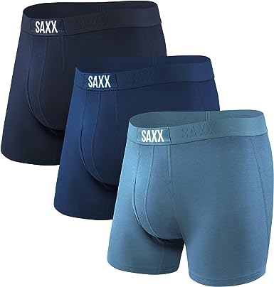 Saxx Men's Underwear - Ultra Super Soft Boxer Briefs with Fly and Built-in Pouch Support - Underwear for Men, Pack of 3, Black