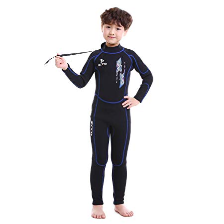 ZCCO Kids Wetsuits 2.5MM Premium Neoprene for Boys Girls Warmth Long Sleeve UV Protection Back Zip Youth Diving Suit Swimsuit