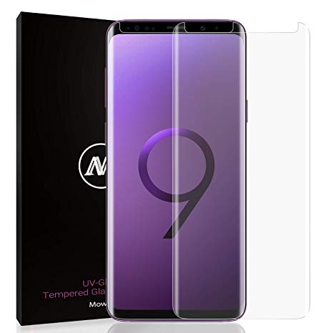 Mowei Galaxy S9/S8 Screen Protector Glass, Full Adhesive 3D Curved Fit [Self-Dispersion UV Glue] Tempered Glass Screen Protector for Samsung Galaxy S9/S8 (Case Friendly) (2 Pack)