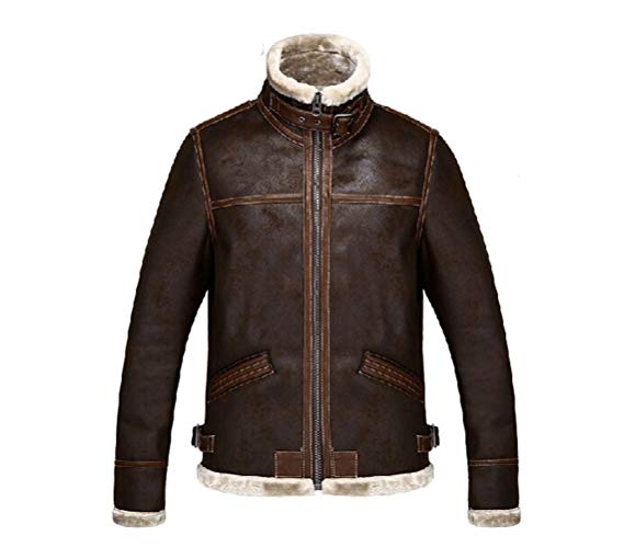 Koveinc Cosplay Costume for Resident Evil 4 Leon Kennedy Mens PU Leather Jacket