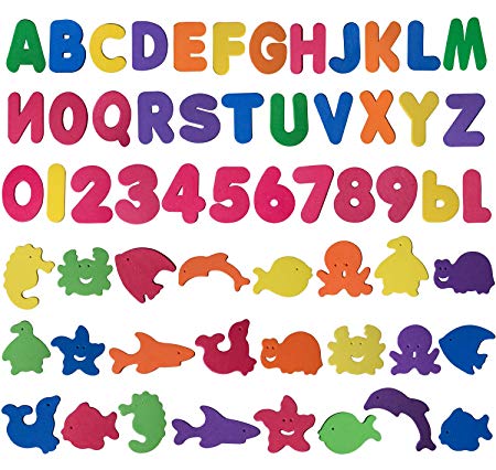 Trooer 60 Pcs Set Baby Bath Toys Foam Alphabet Letters Numbers Sea Life Toys Non Toxic Educational Toys Bath Letters Baby Bath Toys