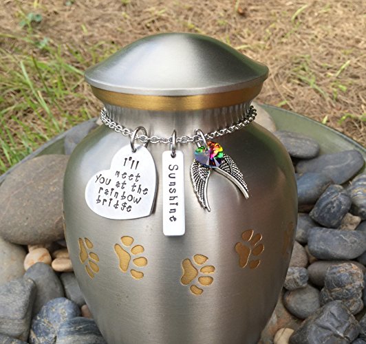 I'll Meet You At The Rainbow Bridge Urn Keepsake | URN NOT INCLUDED | Pet Urn Memorial | Pet Cremation Keepsake | Pet Cremation Memorial