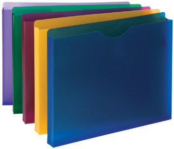 Smead Poly File Jacket, Straight-Cut Tab, 1" Expansion, Letter Size, Assorted Colors, 10 per Pack (89610)
