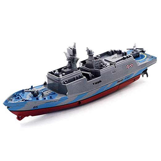 Qiyun 2.4G Remote Control Military Warship Model Electric Toys Waterproof Mini Aircraft Carrier/Coastal Escort Gift for Kids Gray coastal escort