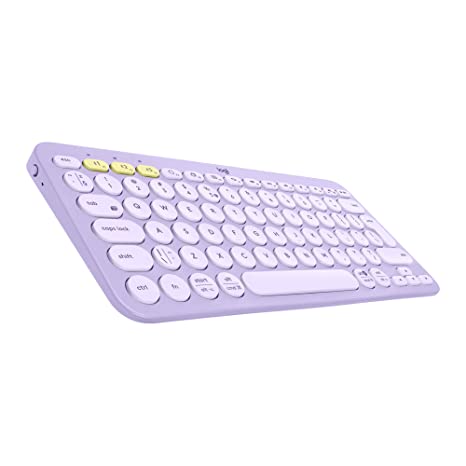 Logitech K380 Multi-Device Bluetooth Wireless Keyboard with Easy-Switch for Up to 3 Devices, Slim, 2 Year Battery-PC, Laptop, Windows, Mac, Chrome OS, Android, iPadOS, Apple TV - Lavender Lemonade