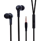 PWOW K61 In-Ear Headphones Earphone Earbuds with Microphone Universal 35mm Noodle Wired Control Stereo Earphones with Mic and Volume Control for iPhone Samsung Computer - Black
