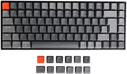 Keychron K2 Hot-swappable Wireless Bluetooth/USB Wired Gaming Mechanical Keyboard, N-Key Rollover Compact 84 Keys ISO-UK-Layout White LED Backlight, Plastic Frame, Gateron Red Switch, Version 2