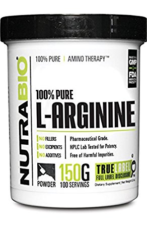 NutraBio 100% Pure L-Arginine Powder - 150 Grams