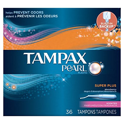 Tampax Pearl Plastic Tampons, Super Plus Absorbency, Scented, 36 tampons