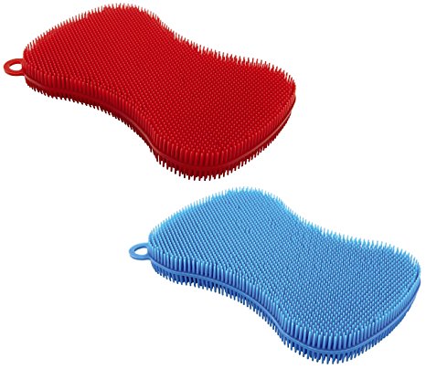 Kuhn Rikon Stay Clean Scrubber Sponge, Set of 2, Red / Blue