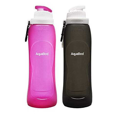 Aquabod Collapsible Water Bottle - BPA Free, 17oz, Leak Proof Silicone Foldable Sports Water Bottle, The Smart Hydration Solution
