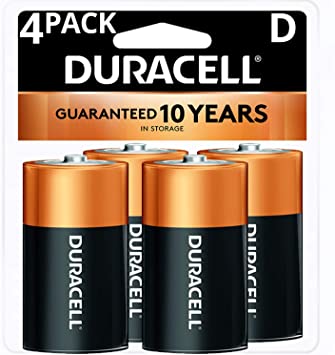 Duracell Dx4 Coppertop D Alkaline Batteries, 4 Count