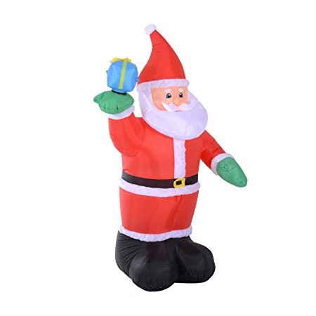 HomCom 7' Outdoor Lighted Christmas Inflatable - Santa Claus w/Rotating Gifts