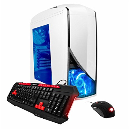 iBuyPower GTX 1050 TI Gaming Computer Desktop PC AM8270EX AMD FX 6300 3.5 GHz GTX 1050 Ti 4GB, 8GB DDR3, 1TB HDD 7200 RPM, Win 10 Home, 24x DVD-RW, White