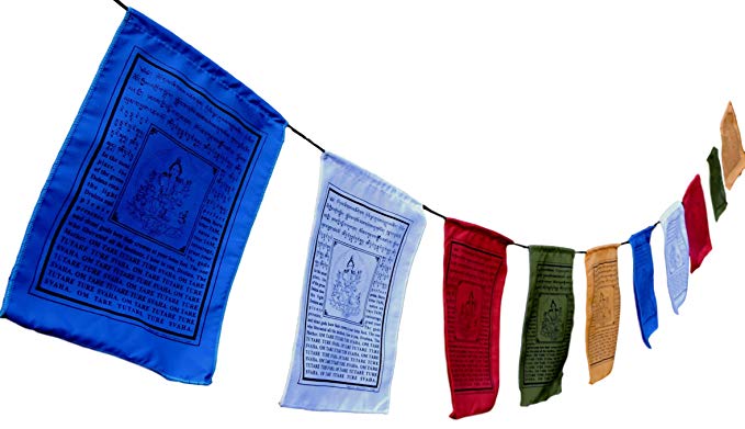 Handmade Green Tara Prayer Flags Tibetan with English Translation 6x8