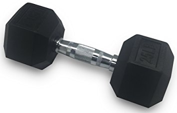 Everyday Essentials Barbell Rubber Coated Cast Iron Hex Dumbbell, Single