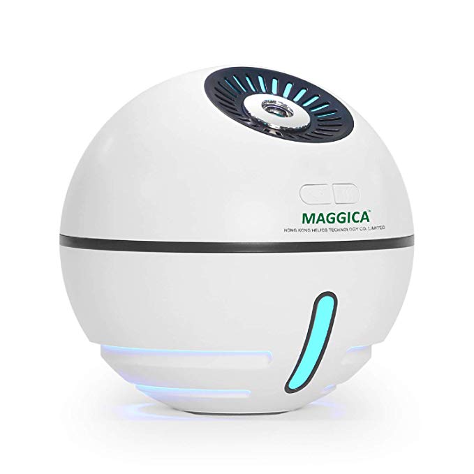 Maggica Aroma Diffuser 300ml Ultrasonic Diffuser Nebulizer Humidifier Essential Oil Diffuser Up to 15H Use, BPA-Free, Waterless Auto-Off, 7 Color LED Lights (White)