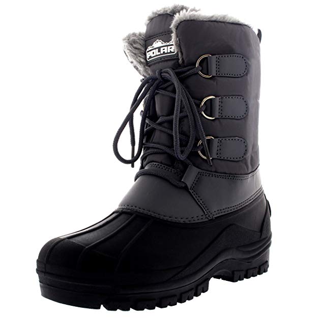 Polar Products Mens Muck Lace up Short Nylon Winter Snow Rain Lace up Casual Duck Boots