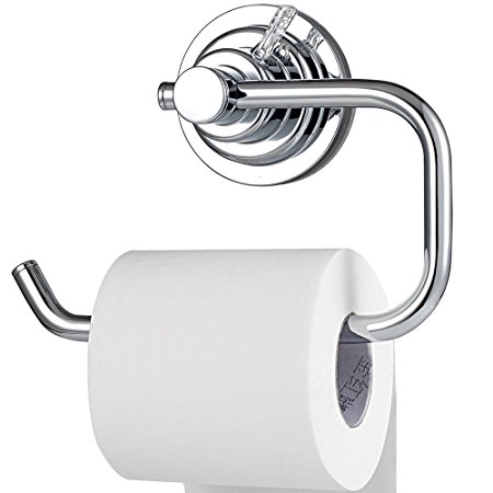 BOPai Modern Vacuum Suction Cup Toilet Paper Holder,Removable Bracket for Bathroom Kitchen.Chrome