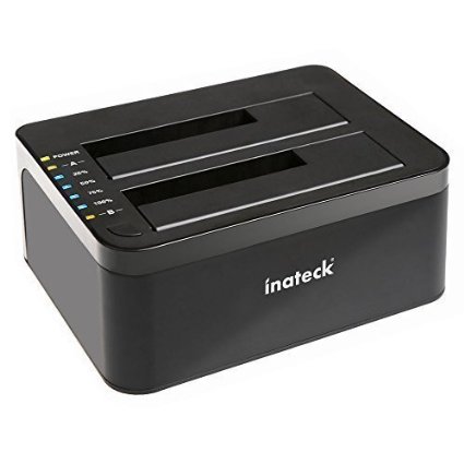 Inateck USB 3.0 to SATA Dual-Bay USB 3.0 Hard Drive Docking Station with Offline Clone Function for 2.5 Inch & 3.5 Inch HDD SSD SATA (SATA I/ II/ III) Support 2x 6TB & UASP, Tool-free