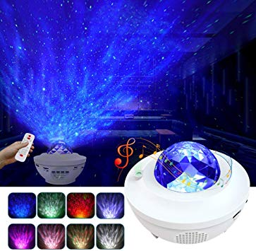Star Projector, 3 in 1 Ocean Wave Projector Star Sky Night Light w/LED Nebula Cloud with Bluetooth Music Speaker & Timer Function for Christmas Gift/Kids Bedroom/Game Rooms/Home Theatre/Room Decor/Night Light Ambiance(White)