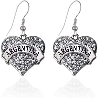Inspired Silver - Silver Pave Heart Charm French Hook Drop Earrings with Cubic Zirconia Jewelry