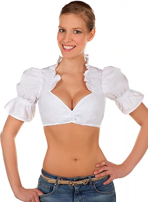 Edelnice Trachtenmoden Authentic Bavarian Dirndl Blouse for Dirndl with Ruffles