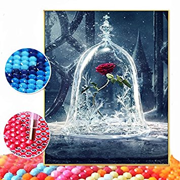 5D DIY Diamond Painting Full Round Drill Rose Rhinestone Embroidery for Wall Decoration By Number Kits Cross Stitch DIY Craft 12X16 inches