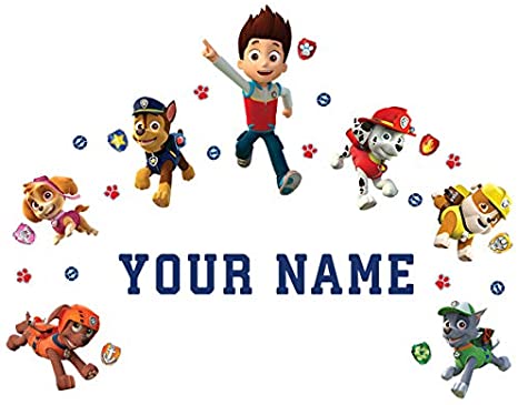 Paw Patrol Personalized Kids Name Wall Decal
