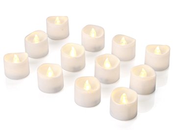 Homemory Battery LED Tea Lights, 6H ON/18H OFF Timer, Bright and realistic, Pack of 12, 1.5 Inch Electric Flameless Novelty Candles/Fake tea light