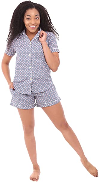 Alexander Del Rossa Women's Lightweight Button Down Pajama Set, Short Summer Pjs